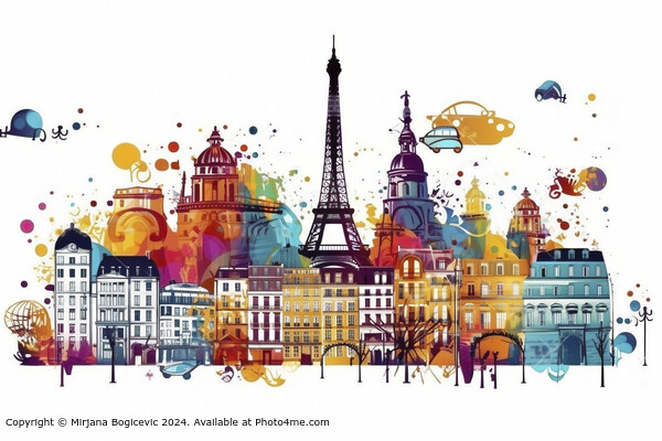 Parisian Landmarks Art Illustration Picture Board by Mirjana Bogicevic