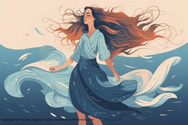 Flowing Hair Woman Ocean Picture Board by Mirjana Bogicevic
