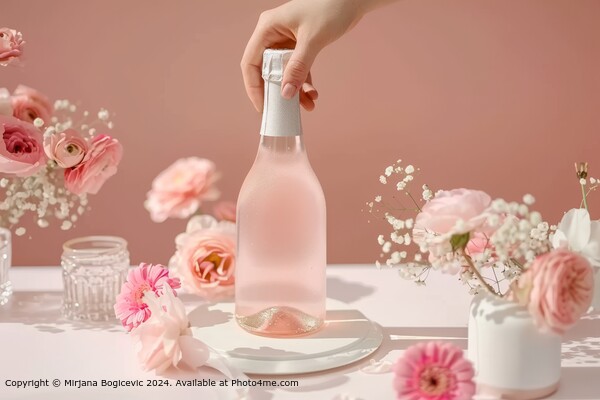 Pink Bottle Elegance Flowers Picture Board by Mirjana Bogicevic