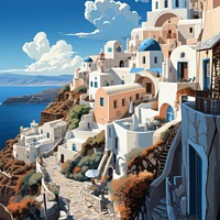 Santorini Greece Travel Poster