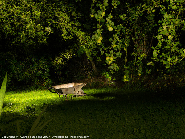 Wheelbarrow by night Picture Board by Ironbridge Images