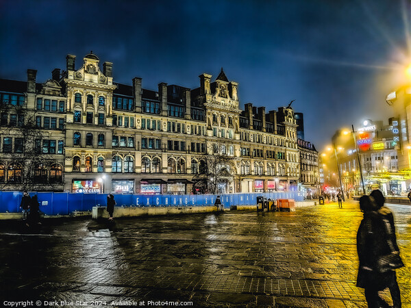 Exchange Square in Manchester at night Picture Board by Dark Blue Star