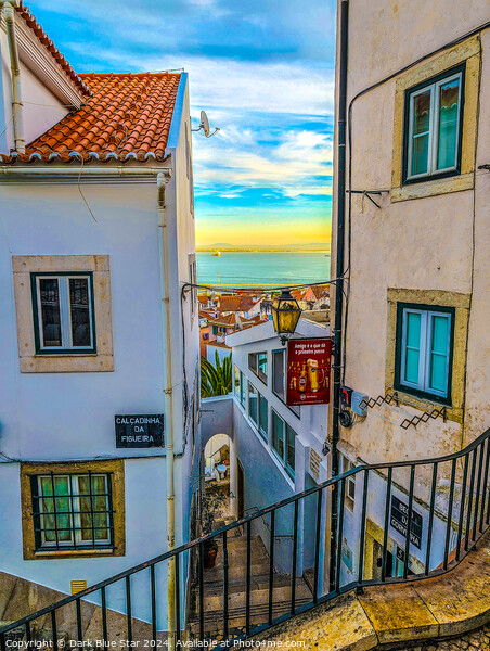 The Streets of the Old Town in Lisbon Picture Board by Dark Blue Star
