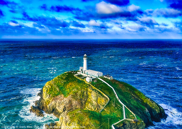 Irish Sea and South Stack Lighthouse Picture Board by Dark Blue Star