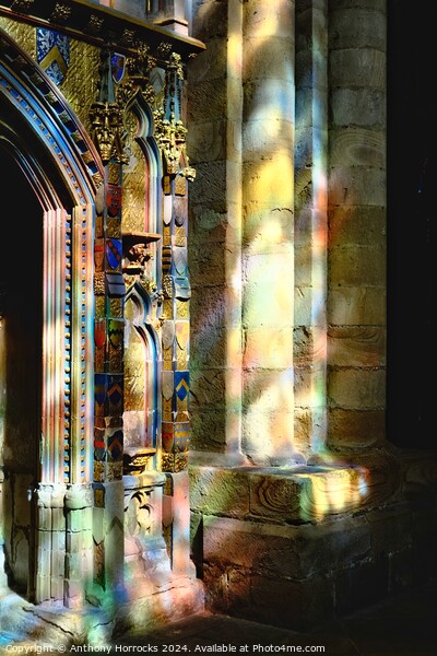 Durham Cathedral, Sunlight through Stained Glass Window Picture Board by Anthony Horrocks