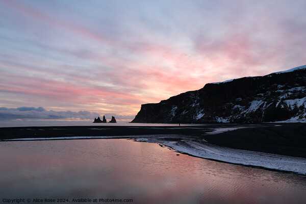Dreamy Sunset Beach Seascape, Vikurfjara Iceland Picture Board by Alice Rose Lenton
