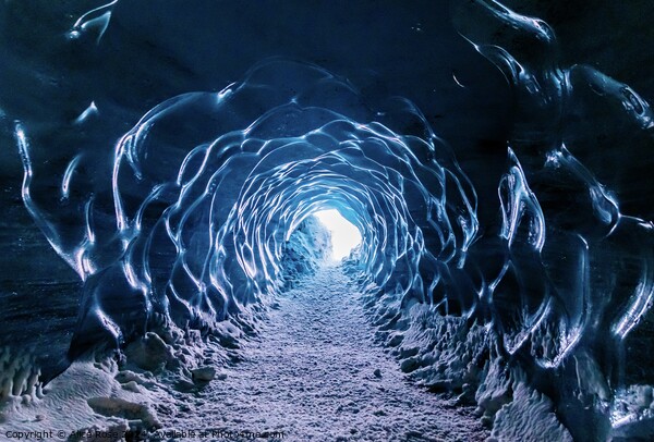 Glacial Ice Cave Tunnel in Iceland Picture Board by Alice Rose Lenton