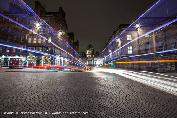 Night Bus Traffic on the Royal Mile Picture Board by Karsten Moerman