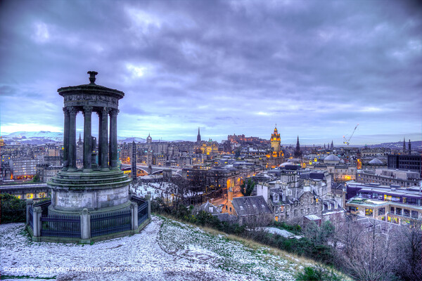 Edinburgh Winter Cityscape View Picture Board by Karsten Moerman