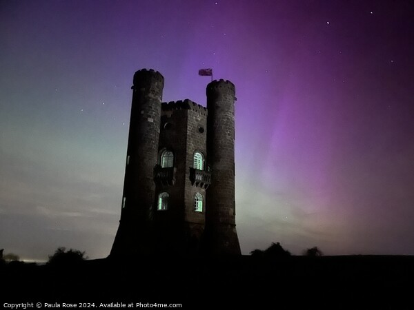 Broadway Tower  - Aurora Borealis - Cotswolds Picture Board by Paula Rose