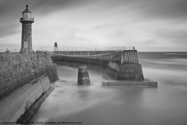 B&W Whitby Harbour Picture Board by John Craft