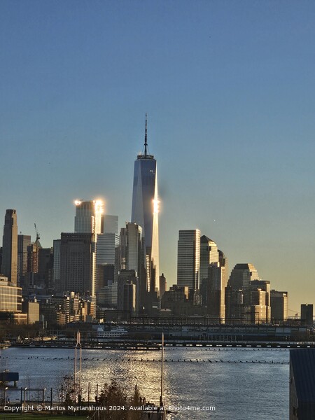 Manhattan Skyline Waterfront Picture Board by Marios Myrianthous