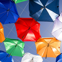 Buy canvas prints of Colourful umbrellas  by PhotoStock Israel