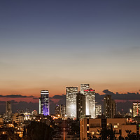 Buy canvas prints of Israel, Tel Aviv cityscape at dusk by PhotoStock Israel