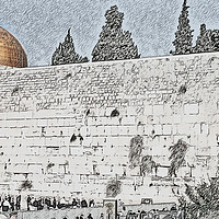Buy canvas prints of wailing wall and dome of the Rock by PhotoStock Israel