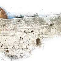 Buy canvas prints of wailing wall and dome of the Rock by PhotoStock Israel