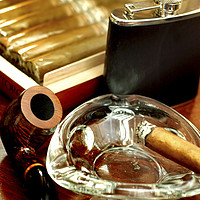Buy canvas prints of pipe, cigars and a flask of scotch whiskey  by PhotoStock Israel