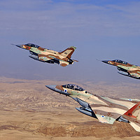 Buy canvas prints of 2 F16 and one F15 Israeli Air Force fighter jets by PhotoStock Israel