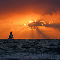 Buy canvas prints of Mediterranean Sun Set and sailboat by PhotoStock Israel