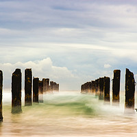 Buy canvas prints of Poles in the sea, long exposure by PhotoStock Israel