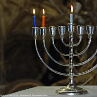 Buy canvas prints of Chanukia with 3 candles for day 2 by PhotoStock Israel