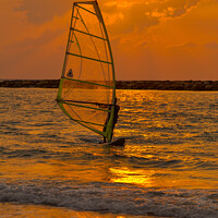 Buy canvas prints of windsurfing at sunset by PhotoStock Israel