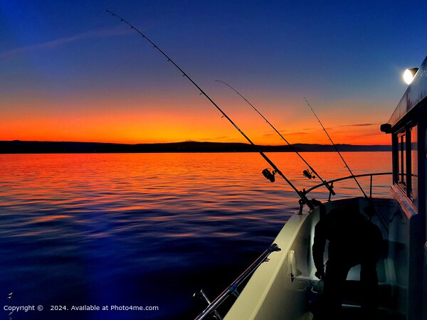 Sunset Fishing Boat Watchet Picture Board by  