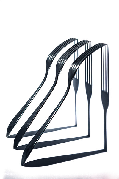 Shadows, Forks, Geometric Harmony Picture Board by wilfred van Tilburg
