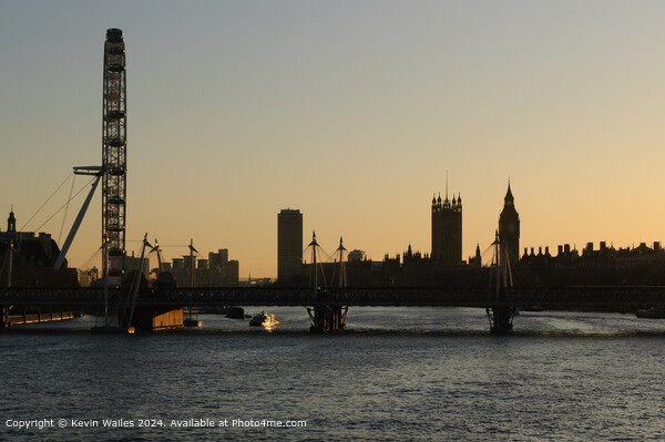 Thames Sunset Westminster Picture Board by Kevin Wailes