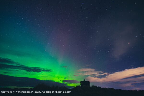 northern lights from findhorn beach in moray scotland towering over the watershed sauna Picture Board by @findhornbeach 