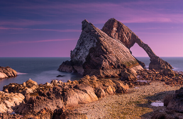Bow Fiddle Rock on the Moray Coast, Scotland. Picture Board by Andrew Briggs
