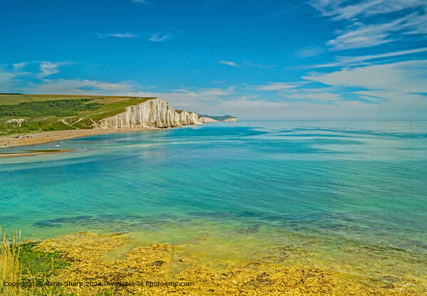 Seven Sisters Chalk Cliffs, Turquoise Bay Picture Board by Kenn Sharp