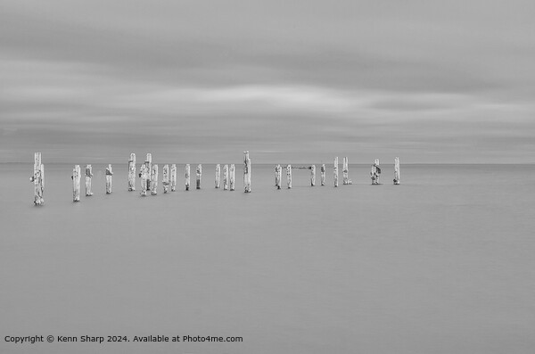 Fine Art Minimalist Image of Swanage Old Pier Post Picture Board by Kenn Sharp