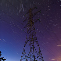 Buy canvas prints of Power line and star trails by Gabor Pozsgai