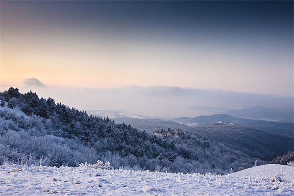 Evening winter landscape Framed Print by Gabor Pozsgai
