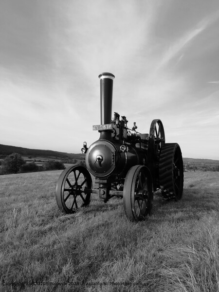 Black and White Transport Traction Engine Picture Board by LOUISE Bulbeck