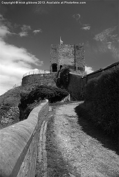 Clitheroe Castle lancashire black and white Picture Board by mick gibbons