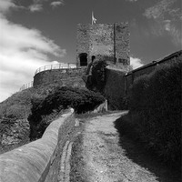 Buy canvas prints of Clitheroe Castle lancashire black and white by mick gibbons