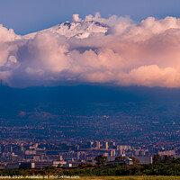 Buy canvas prints of Mount Etna towering over a City by mick gibbons