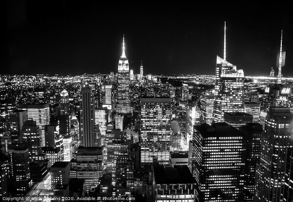 New York Empire State Building Night Life Black and White Picture Board by mick gibbons
