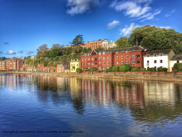 River Exe Cityscape Reflection Picture Board by Jon Roberts