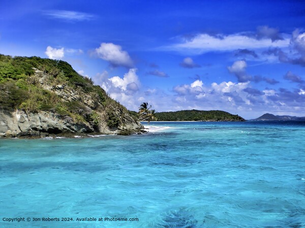  Paradise Island - with Crystal Clear Blues Seas Picture Board by Jon Roberts