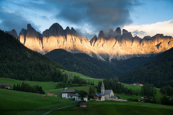 Dramatic Sunset Over Dolomites Picture Board by Chiara Ghiringhelli 