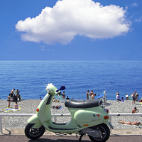 Buy canvas prints of Cote D'Azur Scooter by joseph finlow canvas and prints