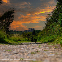 Dover Castle Landscape View with orange sky