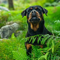 Muscular Rottweiler Demands Attention