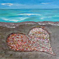 Romantic Rose Petals Heart on the Beach