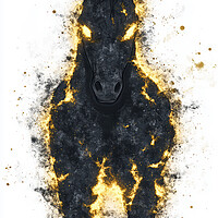 Powerful Black Horse Flames