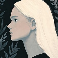 Serene Woman Among Dark Leaves