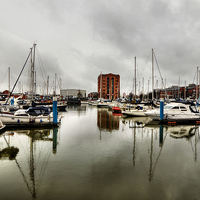 Buy canvas prints of  Hull Marina in the Rain by Sarah Couzens